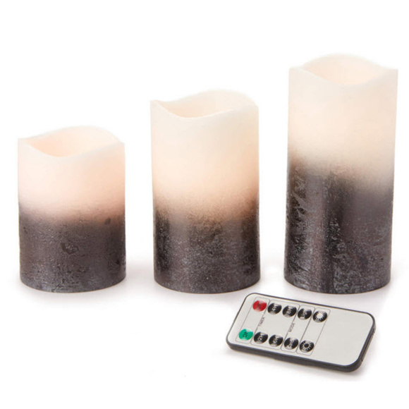 Blue & White Ombré Flameless LED Candles with Remote, 3-Pack - Picture 1 of 1